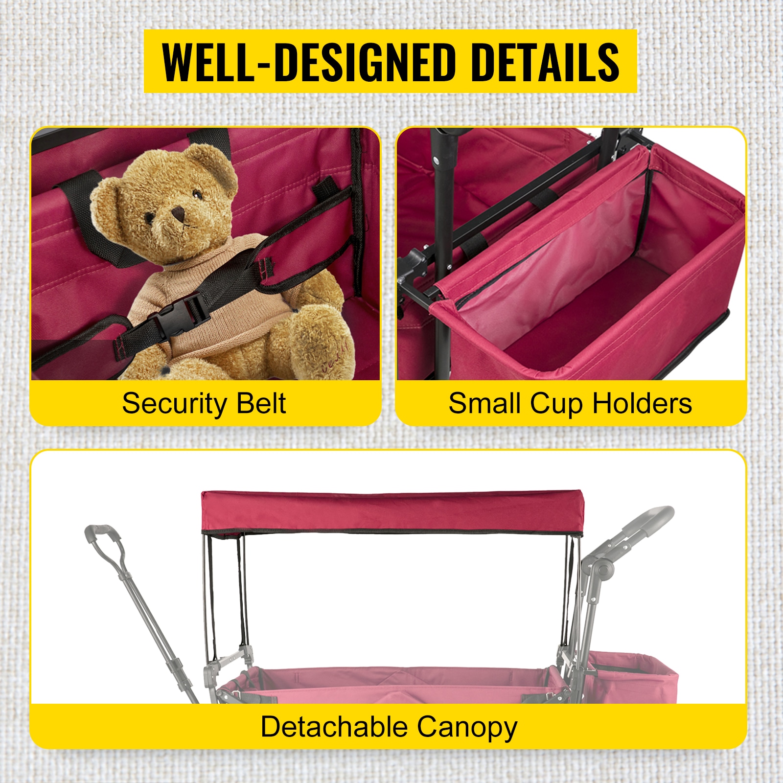Extra Large Collapsible Garden Cart With Canopy And Rear Storage_voghion.com